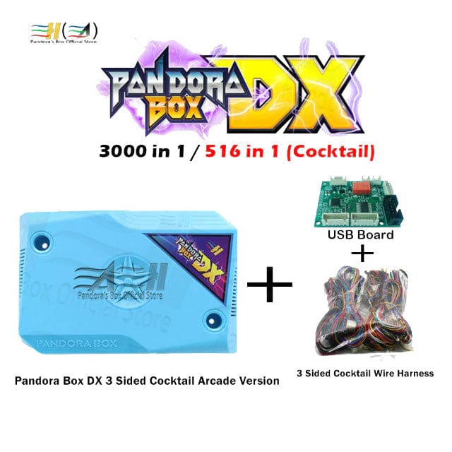 Pandora Box DX 3 Sided Cocktail Arcade Board Vertical and Cocktail Switch 3000 / 516 in 1 Game Boards