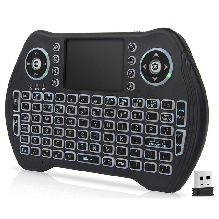 Mini 2.4Ghz Wireless Dongle Keyboard with Touchpad Mouse Combo Backlit Rechargeable Li-ion Battery