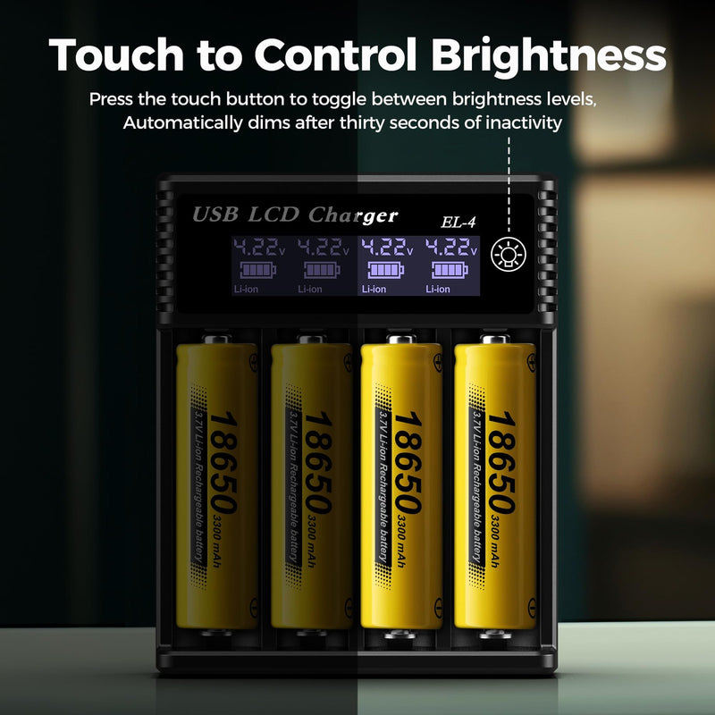 18650 Battery Charger 4 or 2 Bay 3.7V Li-ion Battery Charger with LCD Display