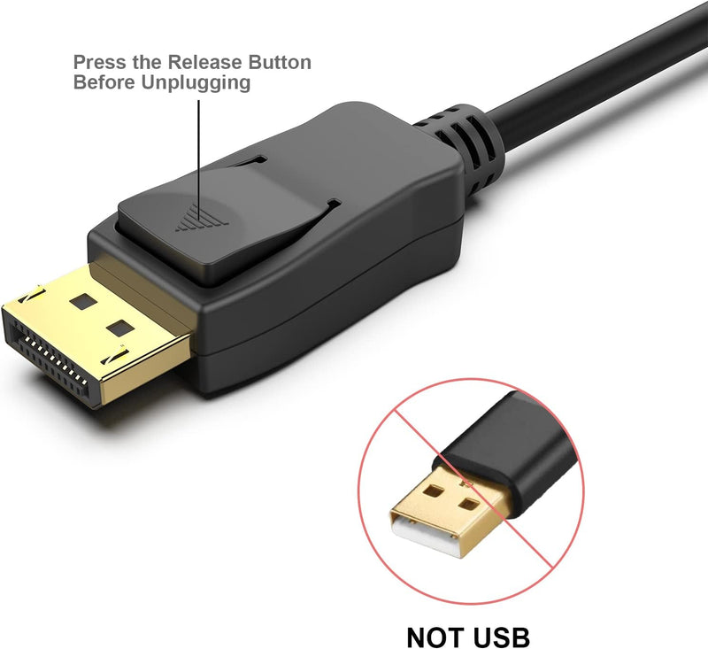 4K DisplayPort to HDMI Gold-Plated Cable, Uni-Directional HDMI Adapter Male to Male