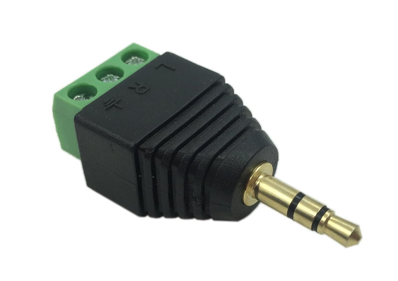 1 Piece - 3.5mm 3 Pole Stereo Audio Video Male to 3 Screw Terminal Female Double Track Headphone Replacement Solderless Balum Converter Adapter