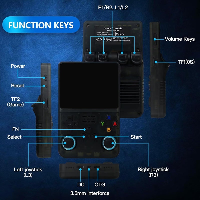 Handheld Game Console Emulator 3.5" Color Screen Linux System 64G TF Card 15000 Classic Games