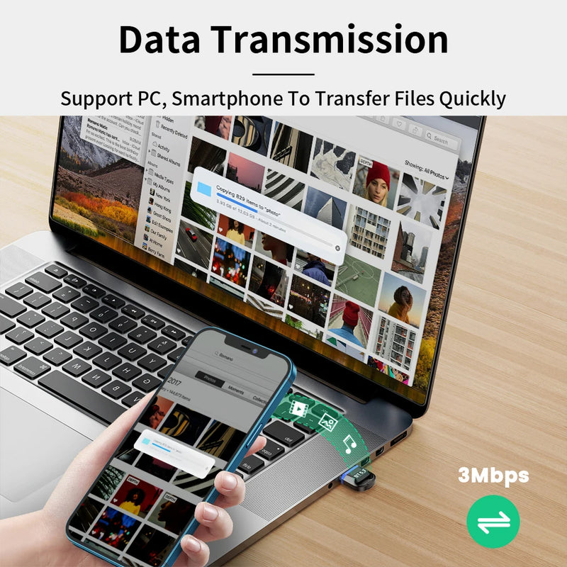 USB 5.3 Bluetooth Adapter Dongle Receiver for Pc Raspberry Pi