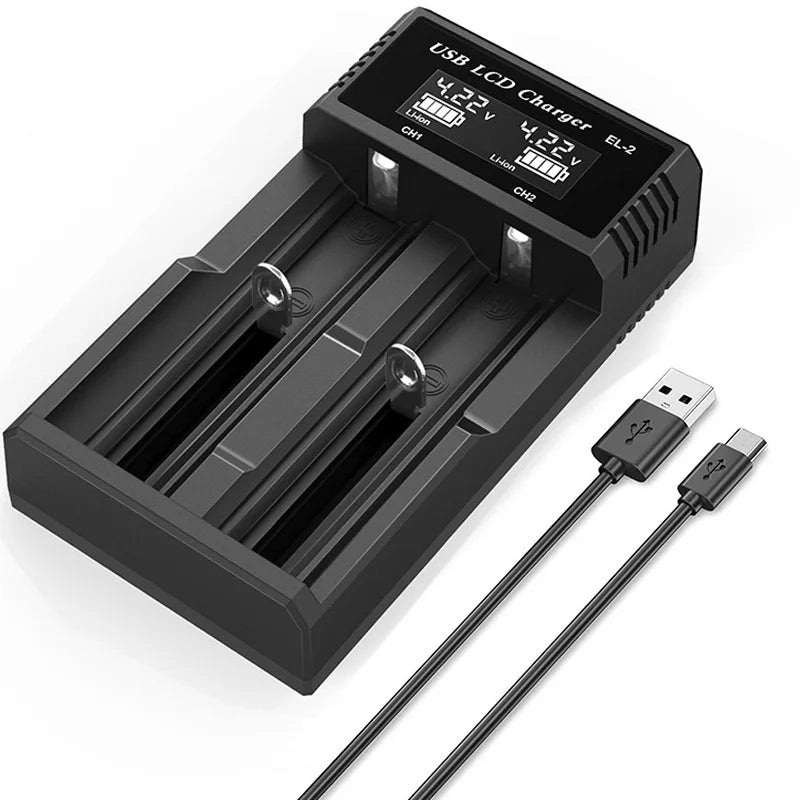 18650 Battery Charger 4 or 2 Bay 3.7V Li-ion Battery Charger with LCD Display