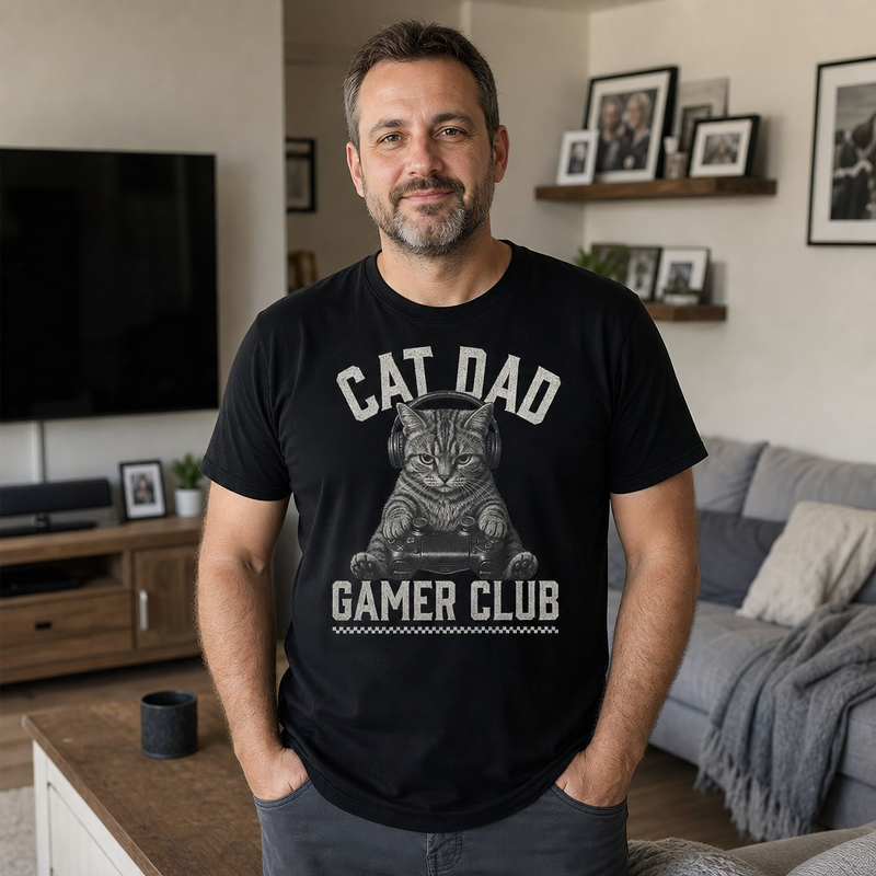 Cat Dad Gamer Club Unisex Graphic T-Shirt