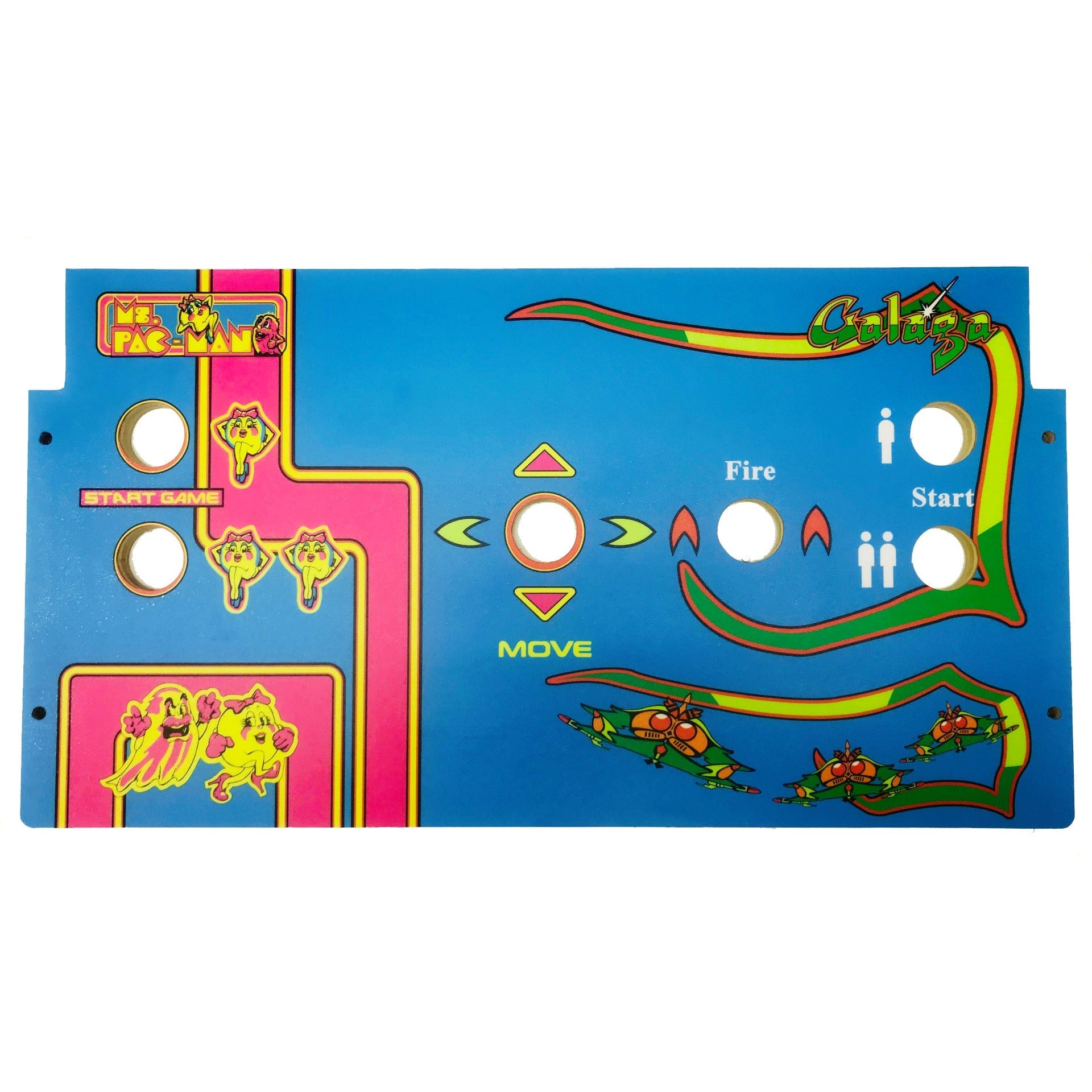 Skinned Ms Pacman Galaga 20 Year Reunion Replacement Control Deck