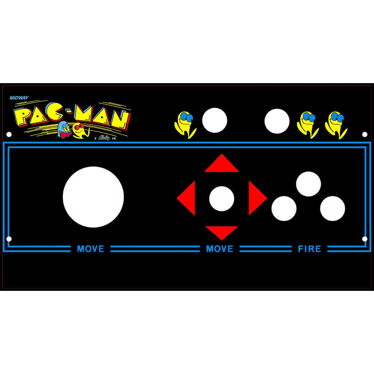 Rcade1up Pac Man Riser Panel Skinned PacMan 3 Inch Trackball Control Panel For Arcade1Up Legacy ...