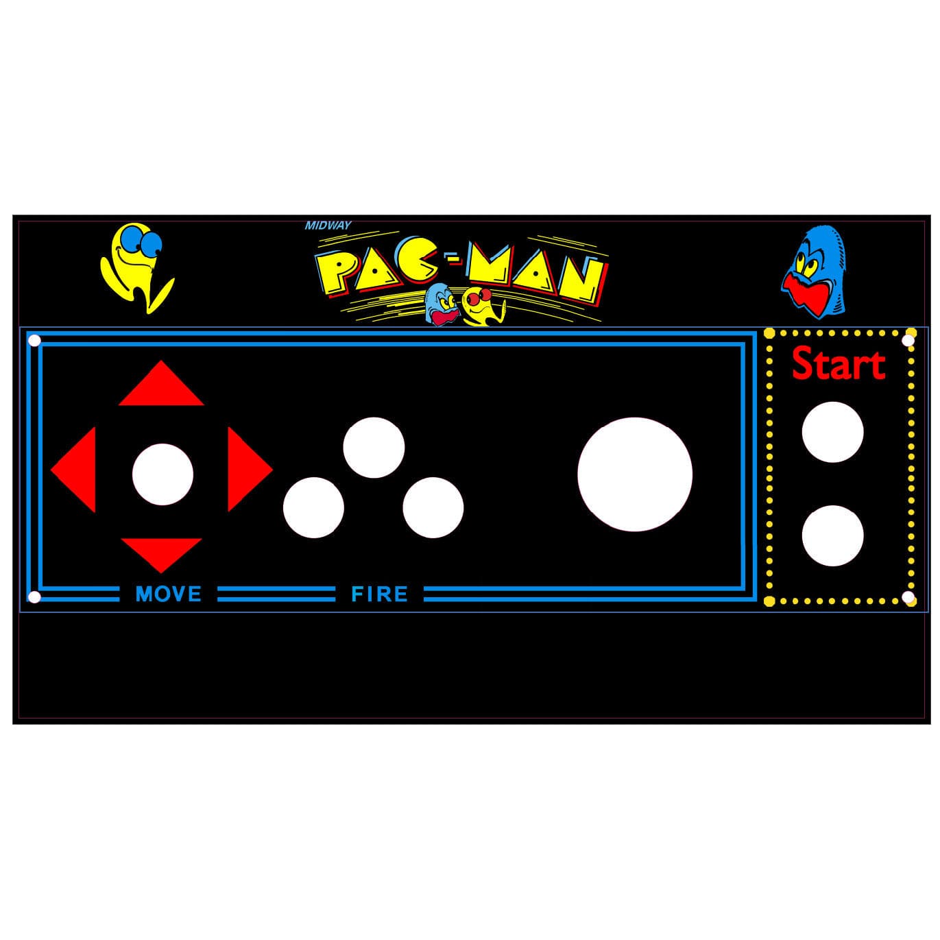 Skinned PacMan Replacement CPO Control Deck for Arcade1Up Legacy