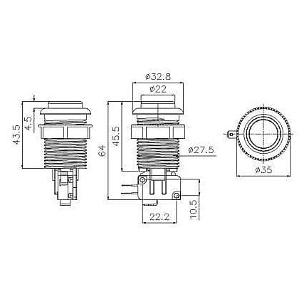 American Style 28mm Standard Arcade Push Button Control Panel