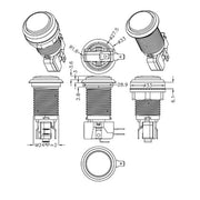 American Style Chrome Plating 24mm Hole Illuminated Push Buttons With Micro Switch Control Panel