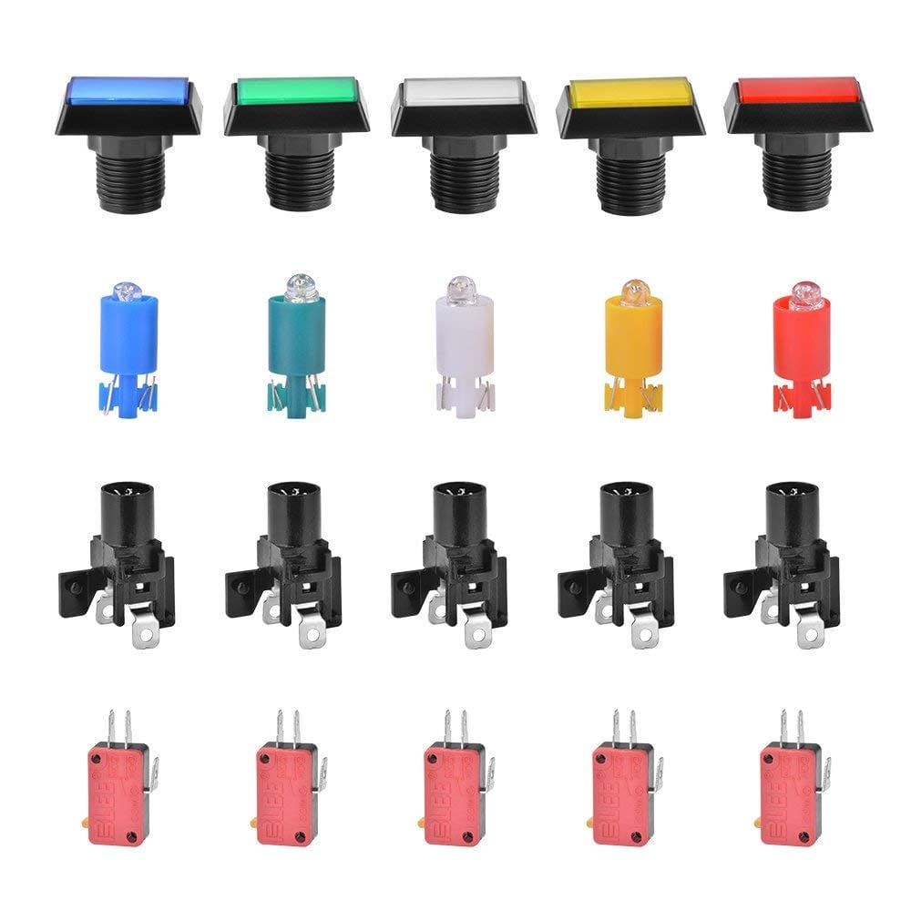 Rectangular Arcade Game Button LED Light Illuminated Arcade Video Game Rectangle Push Button Micro Sw ...