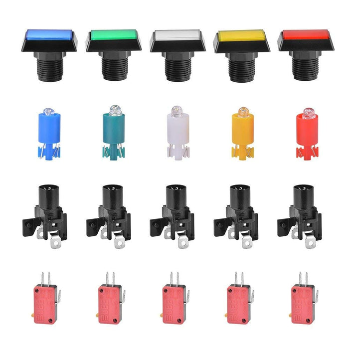 Rectangular Led Buttons LED Light Illuminated Arcade Video Game Rectangle Push Button Micro Sw ...