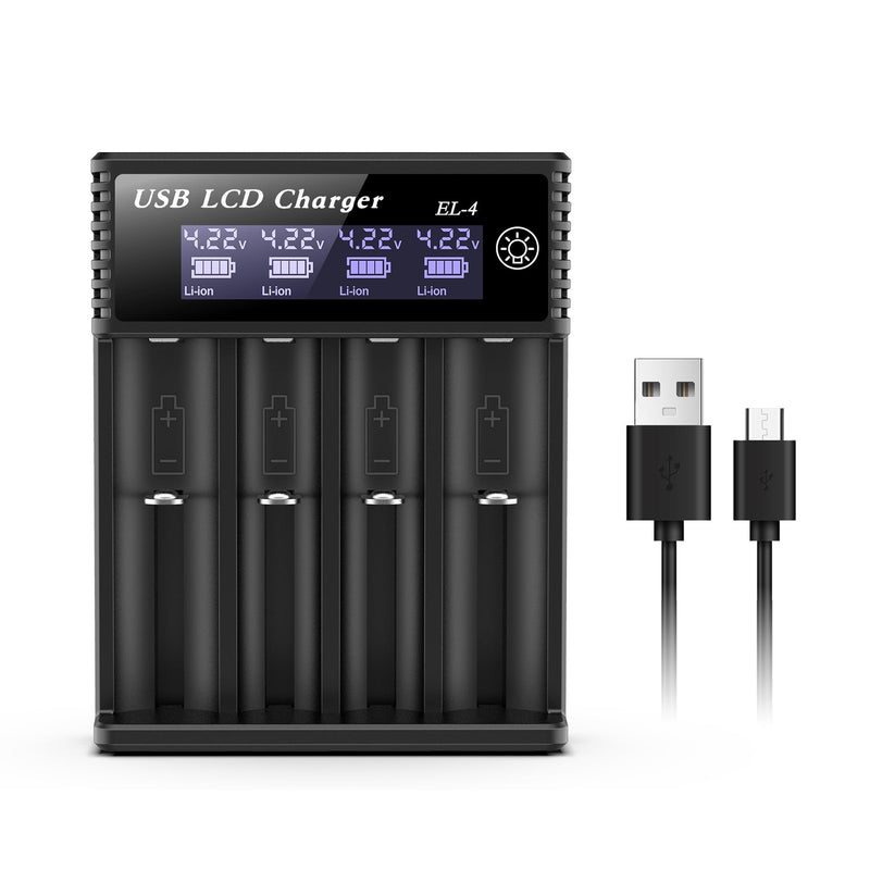18650 Battery Charger 4 or 2 Bay 3.7V Li-ion Battery Charger with LCD Display