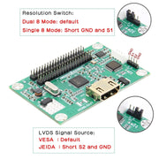 V2.0 LVDS To HDMI Compatible Adapter Converter Board With Cable Monitors & Parts